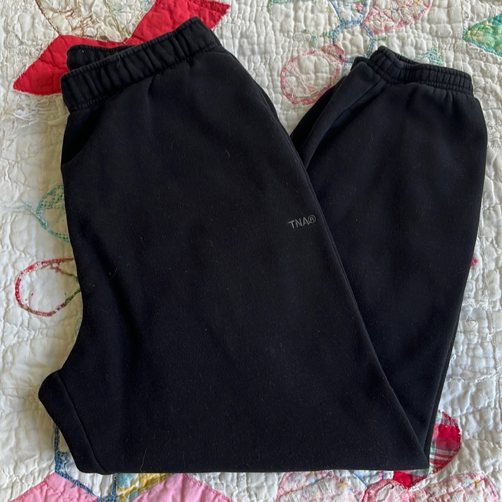 TNA BLACK COZY FLEECE MEGA SWEATPANTS